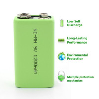 9V 1200mAh Ni-MH rechargeable battery